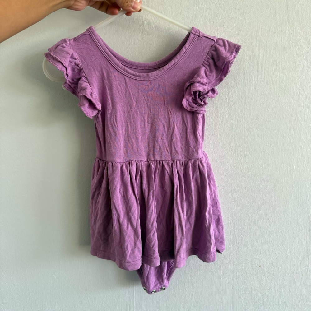 Play by Little Sleepies Purple Ruffled Baby Dress‎ with Bodysuit